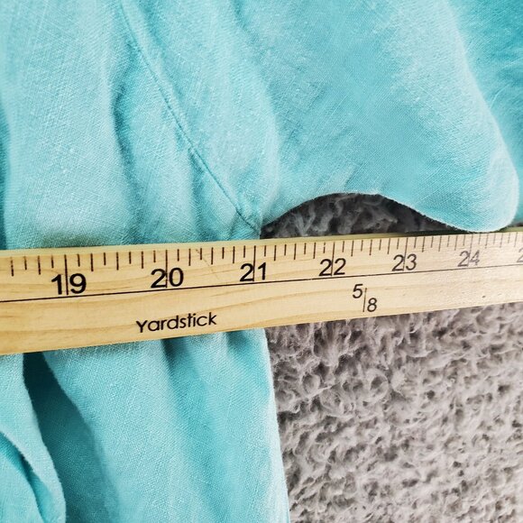 La Fixsun Top Womens Small Turquoise Blue 3/4 Sleeve Linen Tunic Blouse - Picture 5 of 8